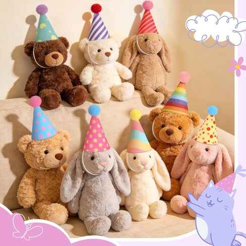 20 Pack Mini Pet Party Hats, 10 Unique Styles with 2 Each, Adjustable Felt Birthday Hats for Small Dogs Cats Rabbits Stuffed Animals and Doll Costume Accessories in Kuwait