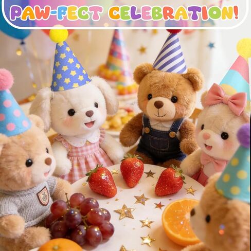 20 Pack Mini Pet Party Hats, 10 Unique Styles with 2 Each, Adjustable Felt Birthday Hats for Small Dogs Cats Rabbits Stuffed Animals and Doll Costume Accessories in Kuwait
