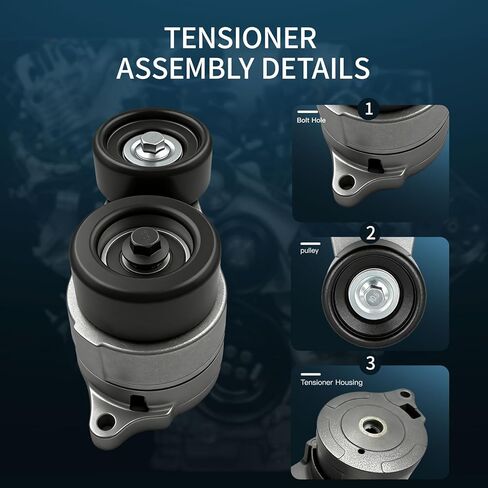 Belt Tensioner Assembly with Pulley(3.0/3.2/3.5/3.7L V6) Compatible with Acura MDX, RL, TL, ZDX, Ridgeline & Honda Accord 2003-2012, Odyssey 2005-2010, Pilot Replace#31170RCAA01 in Kuwait