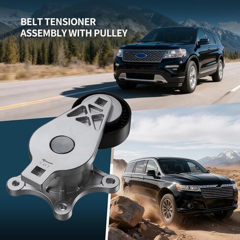 مجموعة شداد الحزام مع بكرة (3.5/L3.7L V6) متوافقة مع Ford Explorer Edge Flex Fusion، Taurus Taurus X، Lincoln MKS MKT MKX MKZ، Mercury Sable، Mazda6 CX-9 استبدال #38485 BT4E6B209CC in Kuwait