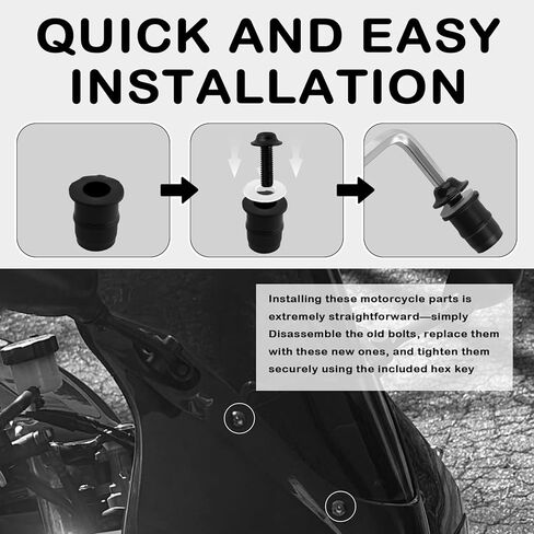 10PCS Universal Motorcycle Windshield Bolts Screws Kit,Aluminum Alloy Motorcycle Fairing Bolt Kit with Hex Wrench,Snowmobile Windshield Fasteners Motorcycles Accessories in Kuwait