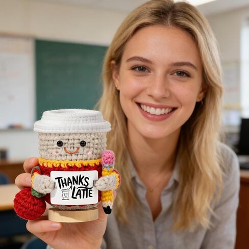 UAREHIBY Teacher Appreciation Gift with Crochet Coffee Doll,Thank You Teacher Gifts, Handmade Teacher Coffee Cup Plush, Cute Teacher Gift for Women,Teacher Week Graduation End of Year Gift in Kuwait