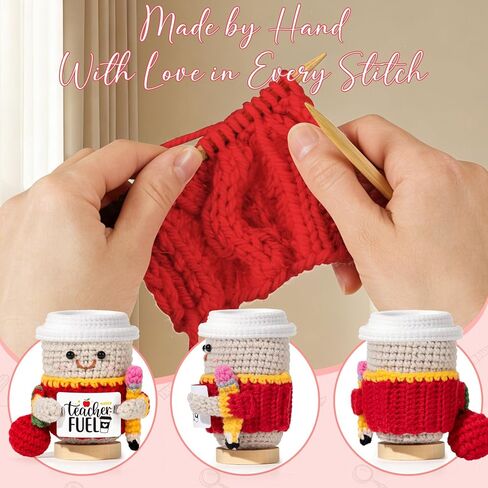 UAREHIBY Teacher Appreciation Gift with Crochet Coffee Doll,Thank You Teacher Gifts, Handmade Teacher Coffee Cup Plush, Cute Teacher Gift for Women,Teacher Week Graduation End of Year Gift in Kuwait