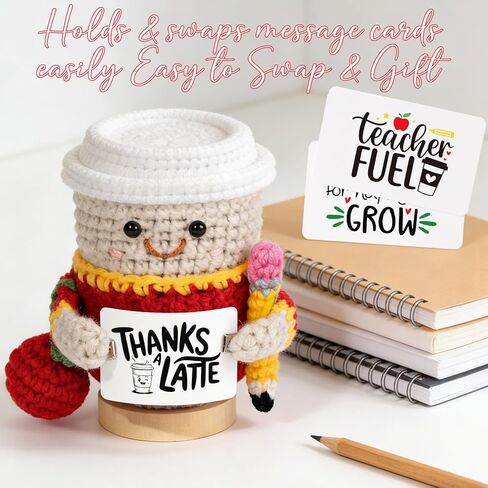UAREHIBY Teacher Appreciation Gift with Crochet Coffee Doll,Thank You Teacher Gifts, Handmade Teacher Coffee Cup Plush, Cute Teacher Gift for Women,Teacher Week Graduation End of Year Gift in Kuwait