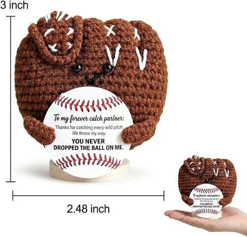 Fathers Day Birthday Gift for Dad, Dad Birthday Gifts Ideas for Husband from Daughter Son Wife,Cute Handmade Crochet Baseball Mitt Plush for Grandfather Papa Grandpa Boyfriend Stepdad in Kuwait