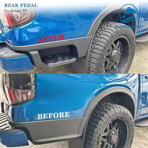 عتبة السرير الخلفية متوافقة مع Ford Ranger T9 2022-2023 XL XLT، خطوة قدم جانبية سوداء للسائق وجانب الركاب in Kuwait