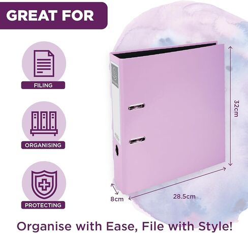 Exacompta Lever Arch File A4 75mm Office Folder 3 Pack مجلد القرطاسية الأرجواني للأعمال الورقية وتنظيم المستندات - 227/0030Z in Kuwait