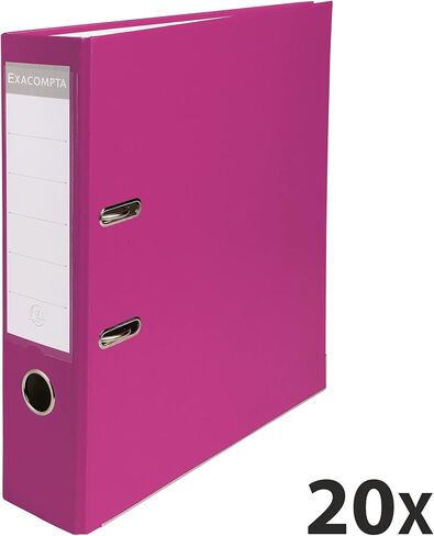 Exacompta - Ref 918415B - Box of 20 A4 Lever Arch Files - 75mm Spine - 80mm Mechanical - External Dimensions: 31.8 x 28.5 x 8 cm - A4 File Format - Colour: Raspberry in Kuwait
