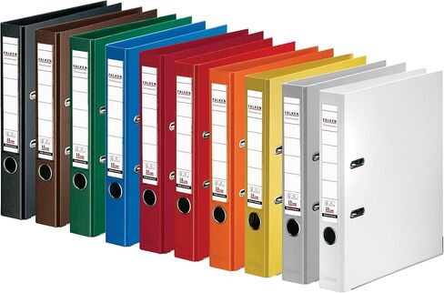 Original Falken Pack of 10 Chromocolor Premium Folders Made in Germany Plastic Cover Outside and Inside 8 cm Wide DIN A4 Assorted Colours Ring Binder Lever Arch File Letter Folder in Kuwait