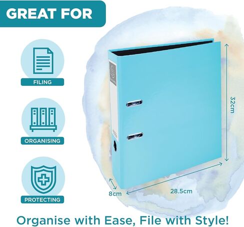 Exacompta A4 Lever Arch File 75mm Office Folder 3 Pack Pastel Blue Stationery Folder for Paperwork and Document Organization - 227/0042Z in Kuwait