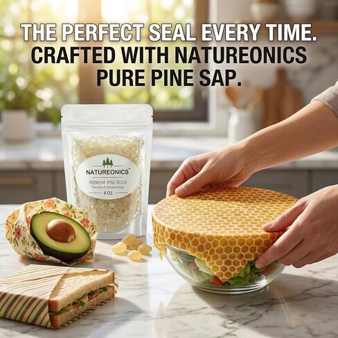 Natureonics 4 Oz Pure Pine Gum Rosin, Natural Pine Resin for DIY Beeswax Food Wraps, High-Tack Sticky Ingredient for Reusable Beeswax Wraps & Plastic-Free Fabric Wraps. in Kuwait