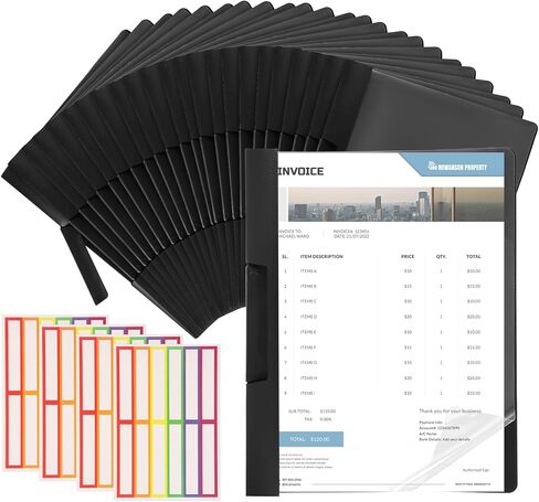24 Pack Durable Clear Report Covers with Rotary Clip 9x11.4 Inch Letter Size Presentation Folders Transparent Front Resume Portfolio Folder Black Plastic Document Binder Plus 4 Stickers in Kuwait