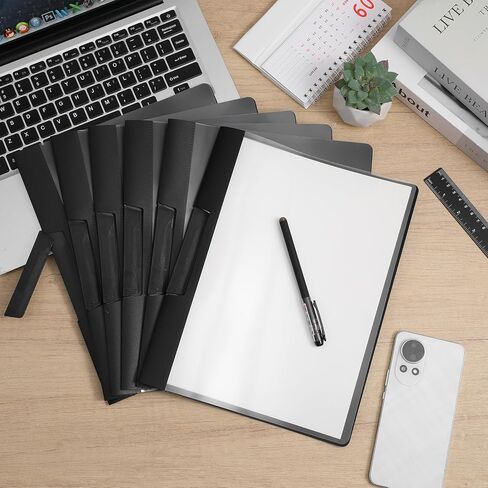 24 Pack Durable Clear Report Covers with Rotary Clip 9x11.4 Inch Letter Size Presentation Folders Transparent Front Resume Portfolio Folder Black Plastic Document Binder Plus 4 Stickers in Kuwait