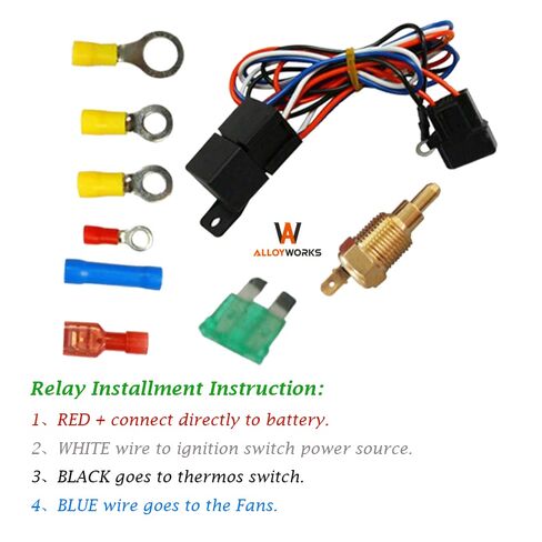 ALLOYWORKS 2 x 12 Fan w/Louver Shroud Thermostat Relay Wire Kit for CU369 1967-1972 Chevy Chevrolet Blazer GMC C10 C20 C30 K10 K20 Van Jimmy Radiador(Radiator Not Included), Full Aluminum in Kuwait