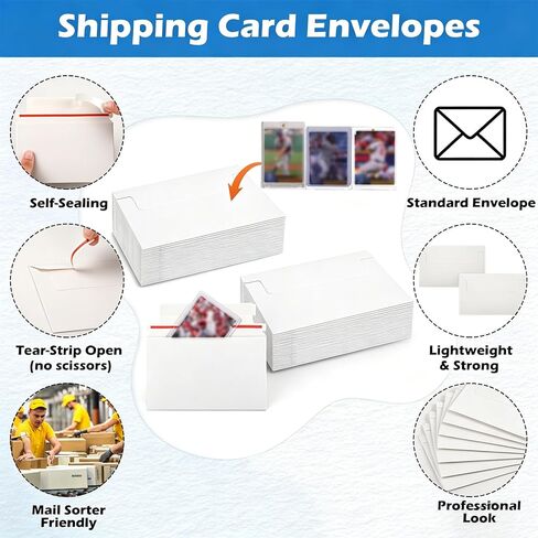 200 Pack Trading Card mailing Envelopes, 7" x 4.35" Self-Adhesive Rigid Cardboard Mailers for Semi-Rigid Sleeves, Toploaders and Card Protectors in Saudi Arabia