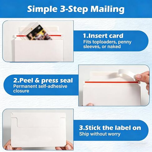 200 Pack Trading Card mailing Envelopes, 7" x 4.35" Self-Adhesive Rigid Cardboard Mailers for Semi-Rigid Sleeves, Toploaders and Card Protectors in Saudi Arabia