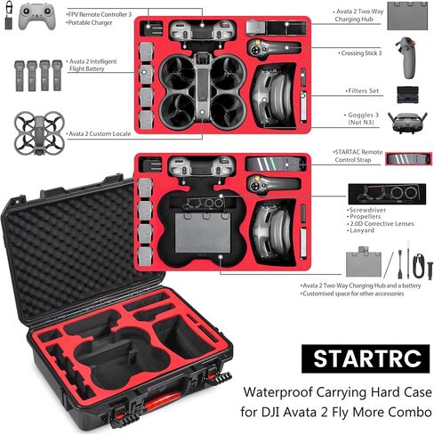 حافظة STARTRC Avata 2، حافظة صلبة مقاومة للماء لجهاز DJI Avata 2 Fly More Combo مع نظارات DJI 3/RC Motion 3/FPV جهاز التحكم عن بعد 3، مركز شحن البطارية، ملحقات الطائرة بدون طيار FPV in Saudi Arabia