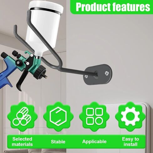 Craedli 3PCS Heavy Duty Wall Mount Gravity Feed Spray Gun Holder, Universal Vehicle Paint Gun Holder Stand Automotive Heat Gun Cup Bracket, Attach to Spray Booth Walls & Work Stations (Black) in Kuwait