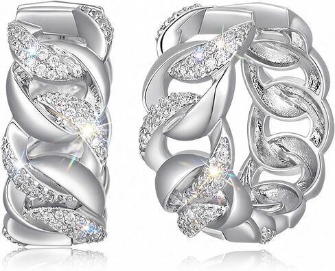Cubic Zirconia Hoop Earrings for Women, Inside Out or Multi Row Design, Silver Tone Statement Earrings, Lightweight Small Huggie Hoop Earrings, Thin Hoop Earrings for Women in Saudi Arabia