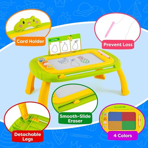 Quilinz Magnetic Drawing Board with 45 Step-by-Step Drawing Guide Cards, 3-in-1 Colorful Magnet Doodle Board, Drawing Pad Table for Kids, Sketch Doodle Travel Drawing Games, Educational Learning Toy in Kuwait