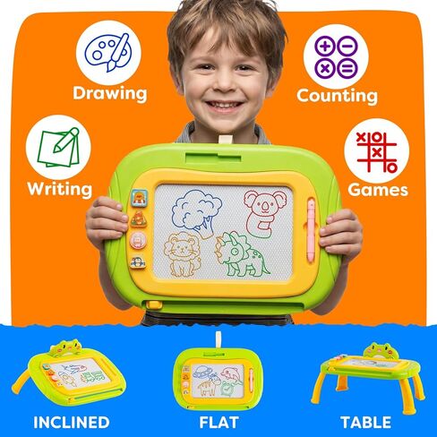 Quilinz Magnetic Drawing Board with 45 Step-by-Step Drawing Guide Cards, 3-in-1 Colorful Magnet Doodle Board, Drawing Pad Table for Kids, Sketch Doodle Travel Drawing Games, Educational Learning Toy in Kuwait