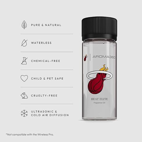 Aroma360 | Heat Elite (Cashmere & Dark Rose) Oil Blend | Miami Heat Edition Essential Diffuser Oil | Aromatherapy Scent Diffuser Oil | Italian Mandarin, Peach Blossom and Patchouli 1.7 fl oz, 50 mL in Saudi Arabia