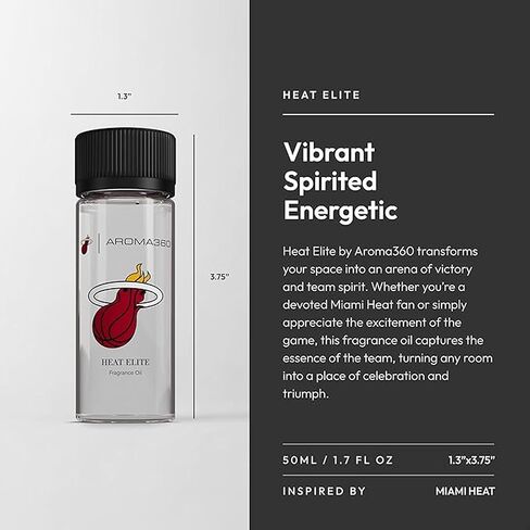 Aroma360 | Heat Elite (Cashmere & Dark Rose) Oil Blend | Miami Heat Edition Essential Diffuser Oil | Aromatherapy Scent Diffuser Oil | Italian Mandarin, Peach Blossom and Patchouli 1.7 fl oz, 50 mL in Saudi Arabia