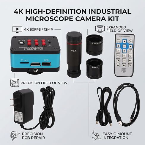 USB Industry Digital Microscope Industrial Camera Microscope Camera Camera with C ‑ Mount Lens 4K HD 12MP 60FPS AC100 ‑ 240V (US Plug) in Saudi Arabia