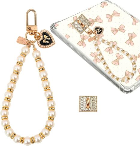Kalaxy Mixed Pearl & Rhinestone Charm Chain For Kindle/eReader, Accessories for Readers Booklovers Women Men, Crystal Beaded with Heart Charm & Sparkle Clip, Charms Compatible for E-Reader/Phone/Paperwhite (6 Inches) in Kuwait