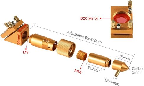 Cloudray K Series Set Head & 1st 2nd Mirror Mounts D20 FL50.8 for 2030 4060 K40 Co2 Laser Engraving Cutting Machine in Saudi Arabia