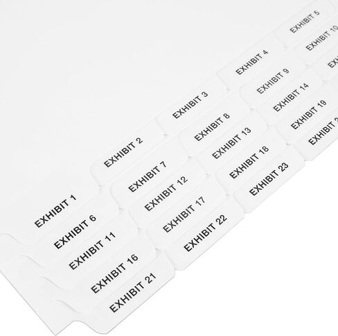 فواصل المعروضات السفلية من Exhibitindexes® - المعرض 1-25 - علامات التبويب الغامقة على طراز AVE - علامات تبويب المعروضات السفلية المجمعة - مصنوعة في الولايات المتحدة الأمريكية بحجم حرف in Kuwait
