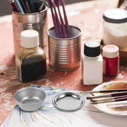Lurrose 12pcs Paint Mixing Palette: Stainless Steel Makeup Palette - Small Paint Tray for Creative Projects in Kuwait