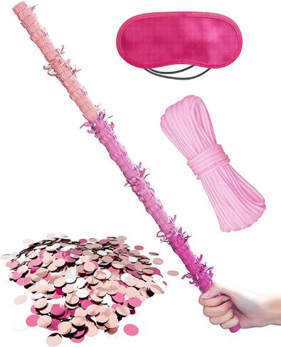 Extra-Strong Wooden Piñata Stick (31.5 Inch) with 5M Rope, Blindfold & Confetti - Heavy-Duty Reinforced Design for Kids & Adults Birthday, Halloween & Holiday Party Games - Colorful in Saudi Arabia
