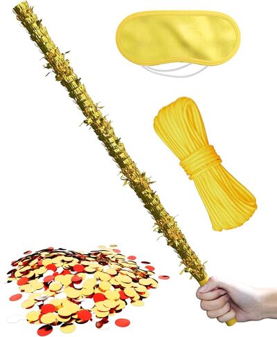 Extra-Strong Wooden Piñata Stick (31.5 Inch) with 5M Rope, Blindfold & Confetti - Heavy-Duty Reinforced Design for Kids & Adults Birthday, Halloween & Holiday Party Games - Colorful in Saudi Arabia