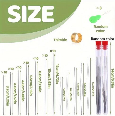 70pcs Heavy-Duty Needles Set 5 Sizes, for Seed Beads Jewelry Making DIY Sewing Craft Supplies in Kuwait