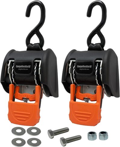 CargoBuckle G3 Bolt على أحزمة سقاطة قابلة للسحب شديدة التحمل، قوة كسر 3500 رطل، ربطات عنق للسيارات مقاس 2 بوصة × 6 أقدام للشاحنات، وأشرطة مقطورة البضائع لـ ATV وSxS، عبوتان in Kuwait