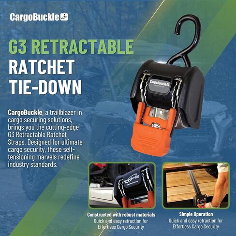CargoBuckle G3 Bolt على أحزمة سقاطة قابلة للسحب شديدة التحمل، قوة كسر 3500 رطل، ربطات عنق للسيارات مقاس 2 بوصة × 6 أقدام للشاحنات، وأشرطة مقطورة البضائع لـ ATV وSxS، عبوتان in Kuwait
