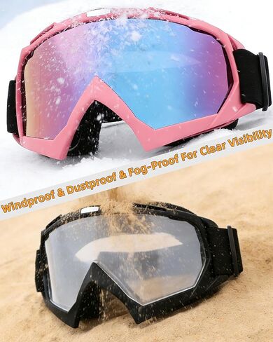 2 Pack Dike Bike Goggles Motorcycle ATV Riding Goggles With 2 Pack Breathable Bandana Mask in Kuwait
