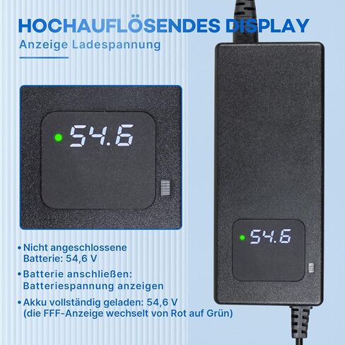 54.6V 4A Lithium Battery Charger for Tuttio Soleil01 48V 21Ah Lithium-Ion Battery，48V 4Amp Fast Charger Power Adapter with Display Screen Showing Real-time Voltage, Auto-Stop When Fully Charged in Kuwait