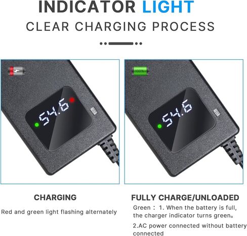 54.6V 4A Lithium Battery Charger for Tuttio Soleil01 48V 21Ah Lithium-Ion Battery，48V 4Amp Fast Charger Power Adapter with Display Screen Showing Real-time Voltage, Auto-Stop When Fully Charged in Kuwait