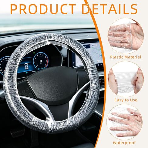 250 Pack Disposable Car Seat Covers, Clear Plastic Seat Protector Set for Cars Includes Steering Wheel, Gear Selector and Handbrake Covers for Bus Auto Truck Accessories in Kuwait