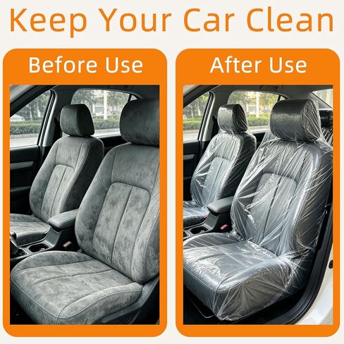 250 Pack Disposable Car Seat Covers, Clear Plastic Seat Protector Set for Cars Includes Steering Wheel, Gear Selector and Handbrake Covers for Bus Auto Truck Accessories in Kuwait