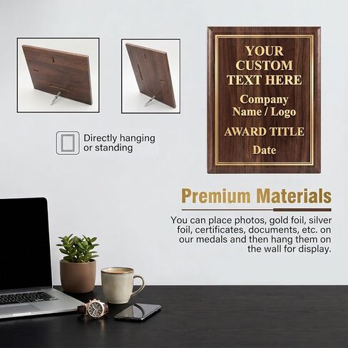 4 Pcs Blank Award Plaque Custom Plaque 8"×10" Personalized Engraved Plaques Wooden Display Plaque for Employee Appreciation, Recognition, Retirement, Service in Kuwait