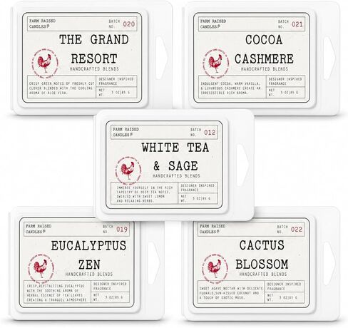 Farm Raised Candles, Farmhouse Christmas Wax Melts, 5 Pack, Hot Cocoa, Frosted Pine, Apple Cinnamon, Peppermint Crumble Cookie Holiday Wax Warmer Melts in Kuwait