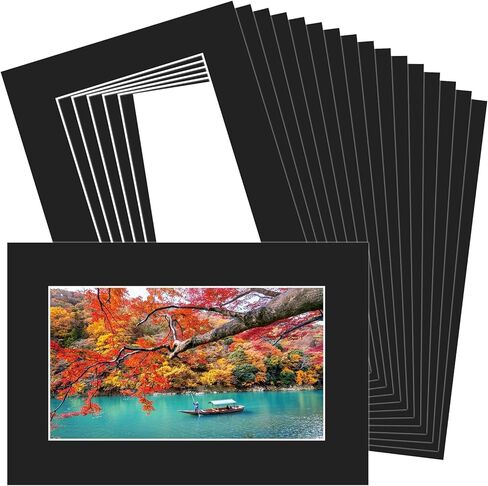 VOKOY 30 Pack 5x7 Black Picture Mats for 4x6 Pictures, Frame Mattes Display Photo Paper Frame Mat with White Core Bevel Cut for Photos Paintings Prints Posters Artworks in Saudi Arabia