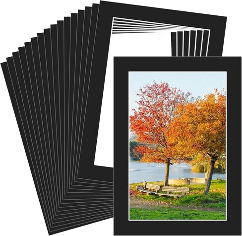 VOKOY 30 Pack 5x7 Black Picture Mats for 4x6 Pictures, Frame Mattes Display Photo Paper Frame Mat with White Core Bevel Cut for Photos Paintings Prints Posters Artworks in Saudi Arabia