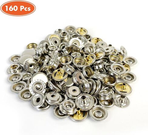 160 pcs snap Buttons,snap Fasteners kit 15mm Stainless Steel Snaps Marine Grade Boat Canvas Snaps,3/8" Socket Metal Snaps for Clothing Leather Boat Cover Fabric (Regular) in Saudi Arabia