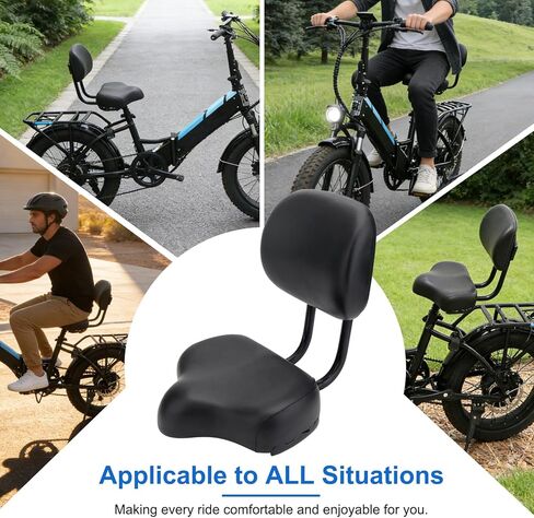 مقعد JERBOR مع مسند ظهر لـ Lectric XP4/XP Lite/XPress/XP Trike/XPeak، مقعد عريض للغاية مريح كبير الحجم، سروج مقاومة للماء بارتفاع قابل للتعديل، ملحقات دعم ظهر ناعمة للليكتريك in Kuwait