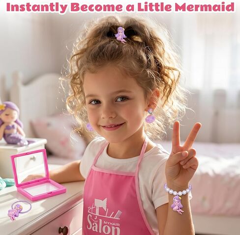 26PCS Hair Salon Toys for Girls Pretend Hair Styling Set for Kids 3-5 4-6, Role Play Dress Up Beauty Kit for Girls 5-7 6-8 with Sound and Lights, Birthday Gifts for Toddler Girls 3 4 5 6+ in Kuwait