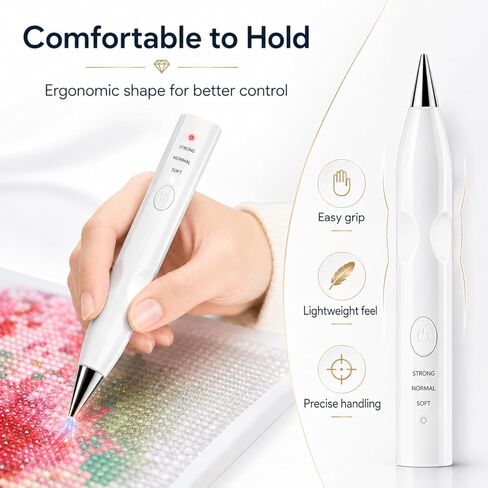 TUCEVSX Electric Diamond Painting Pen Kit, Cordless USB-C Rechargeable Diamond Art Tool with Vacuum Pickup, No Wax, 3 Suction Levels, Interchangeable Tips, Low Noise for DIY Craft Lovers.(White) in Saudi Arabia